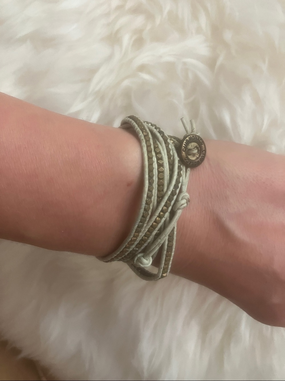 Club Monaco Light Blue and Gold Cord Bracelet